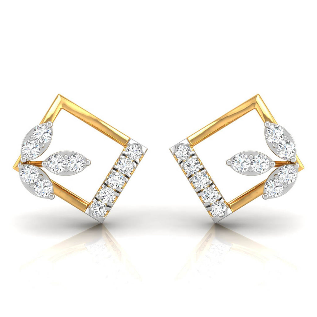 Daily Spark Kite Leaf Diamond Stud Earrings