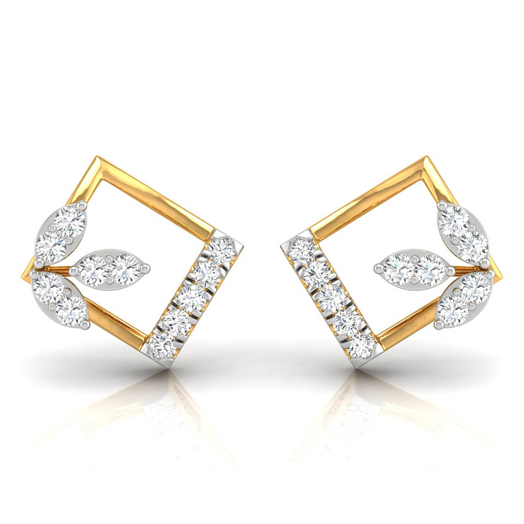Daily Spark Kite Leaf Diamond Stud Earrings
