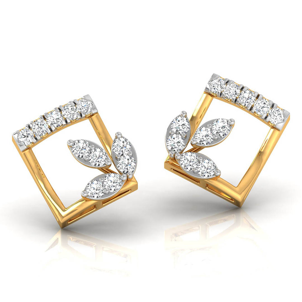 Daily Spark Kite Leaf Diamond Stud Earrings