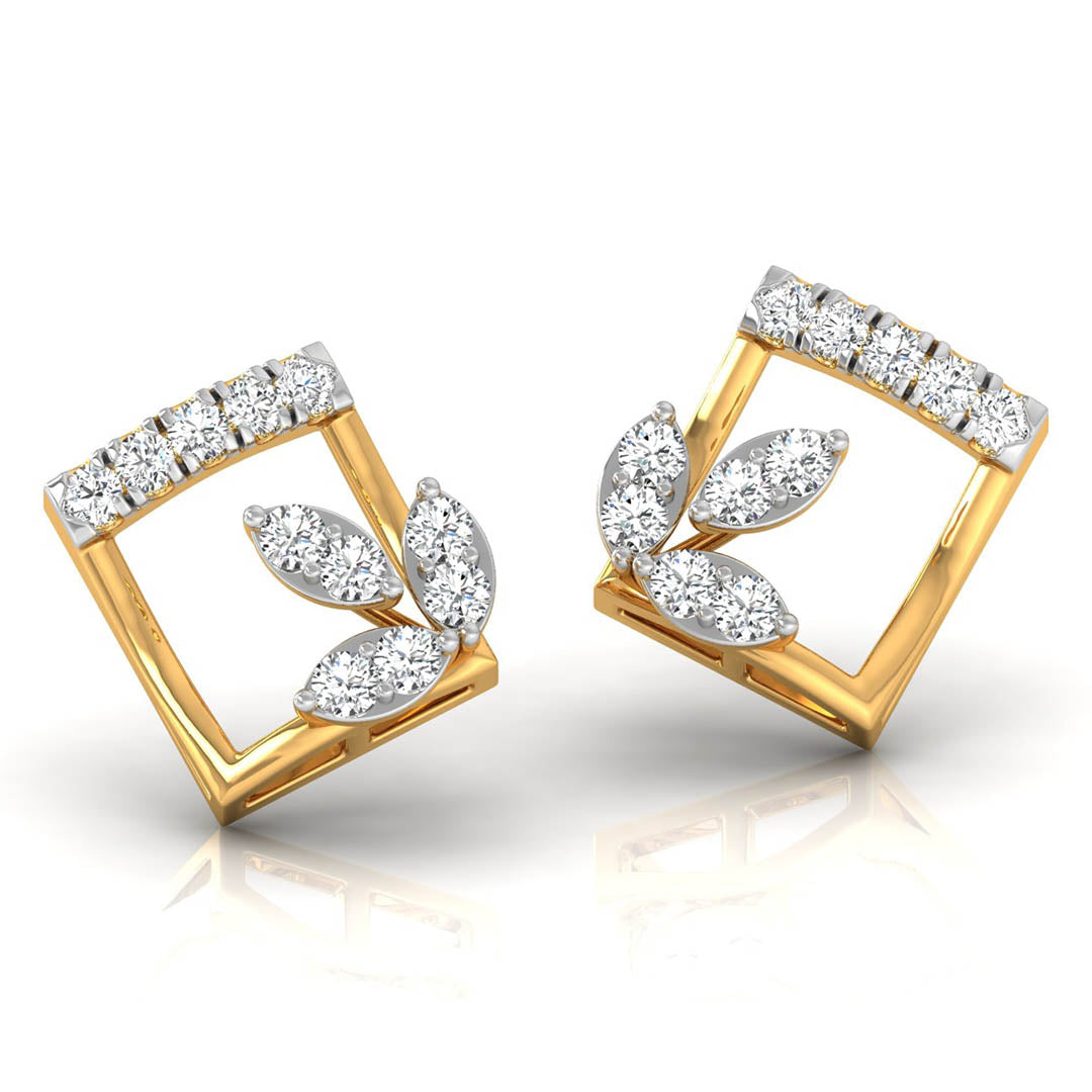 Daily Spark Kite Leaf Diamond Stud Earrings