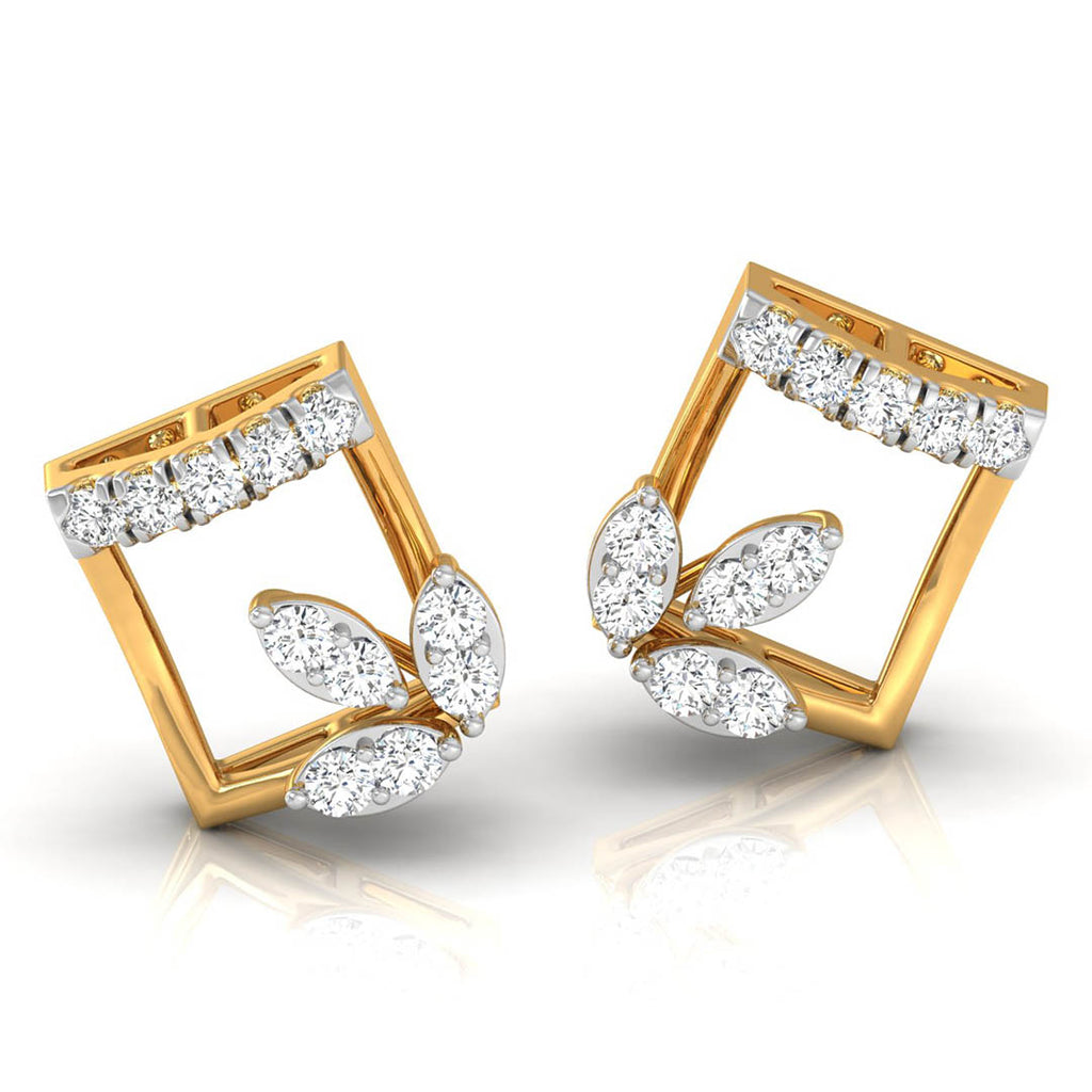 Daily Spark Kite Leaf Diamond Stud Earrings