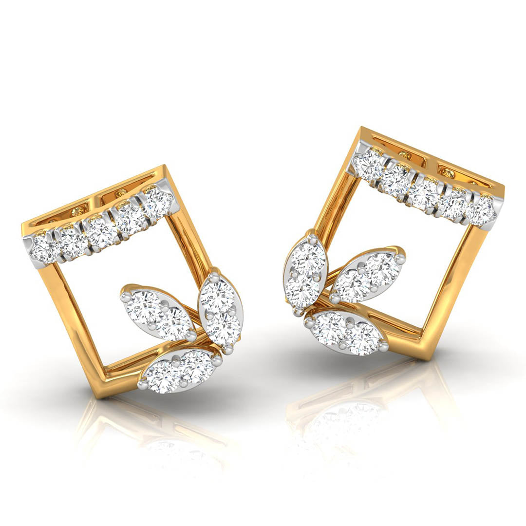 Daily Spark Kite Leaf Diamond Stud Earrings