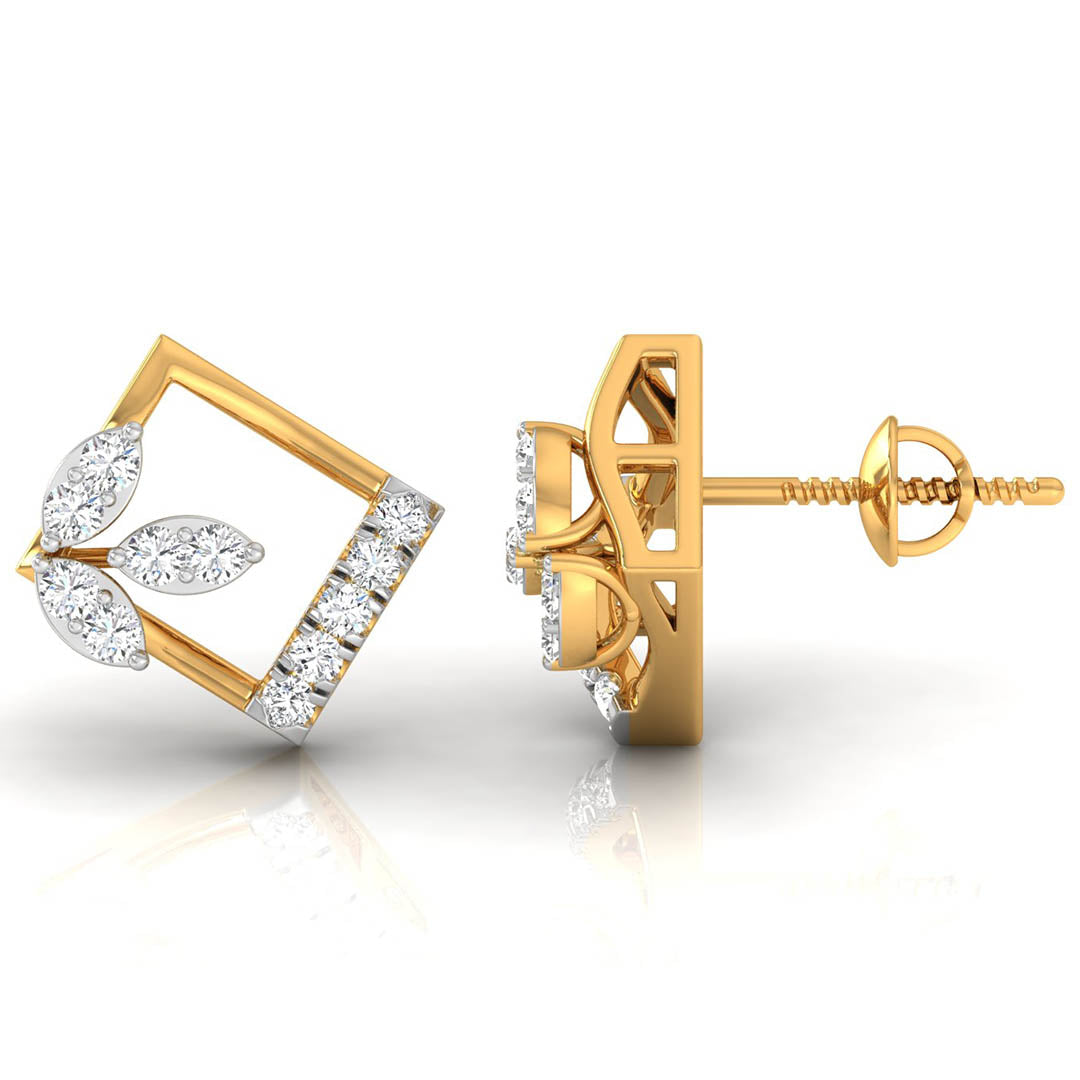 Daily Spark Kite Leaf Diamond Stud Earrings