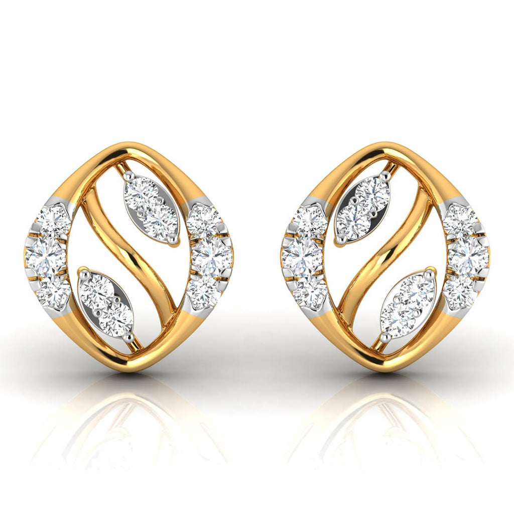 Daily Spark Vine Leaf Diamond Stud Earrings