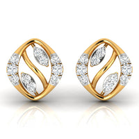 Daily Spark Vine Leaf Diamond Stud Earrings