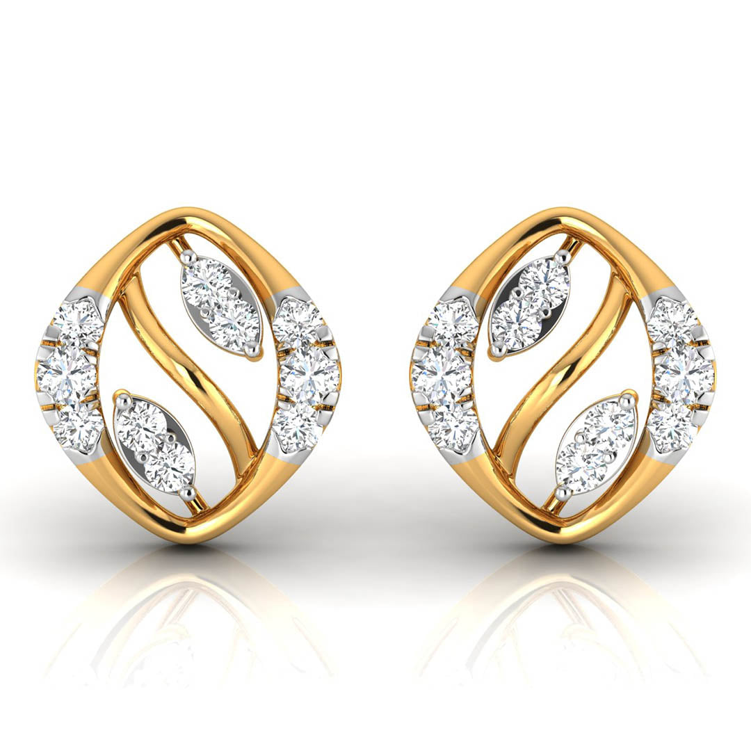 Daily Spark Vine Leaf Diamond Stud Earrings