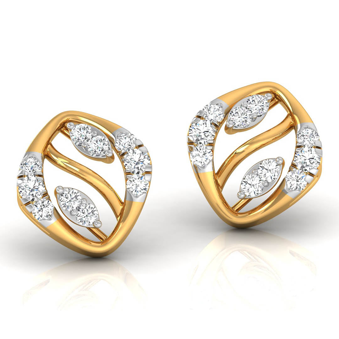 Daily Spark Vine Leaf Diamond Stud Earrings