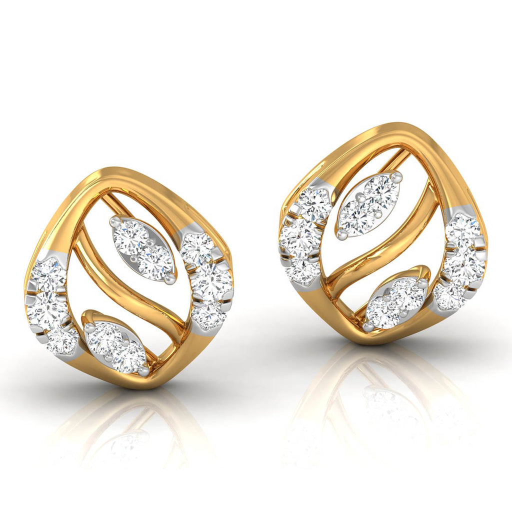 Daily Spark Vine Leaf Diamond Stud Earrings