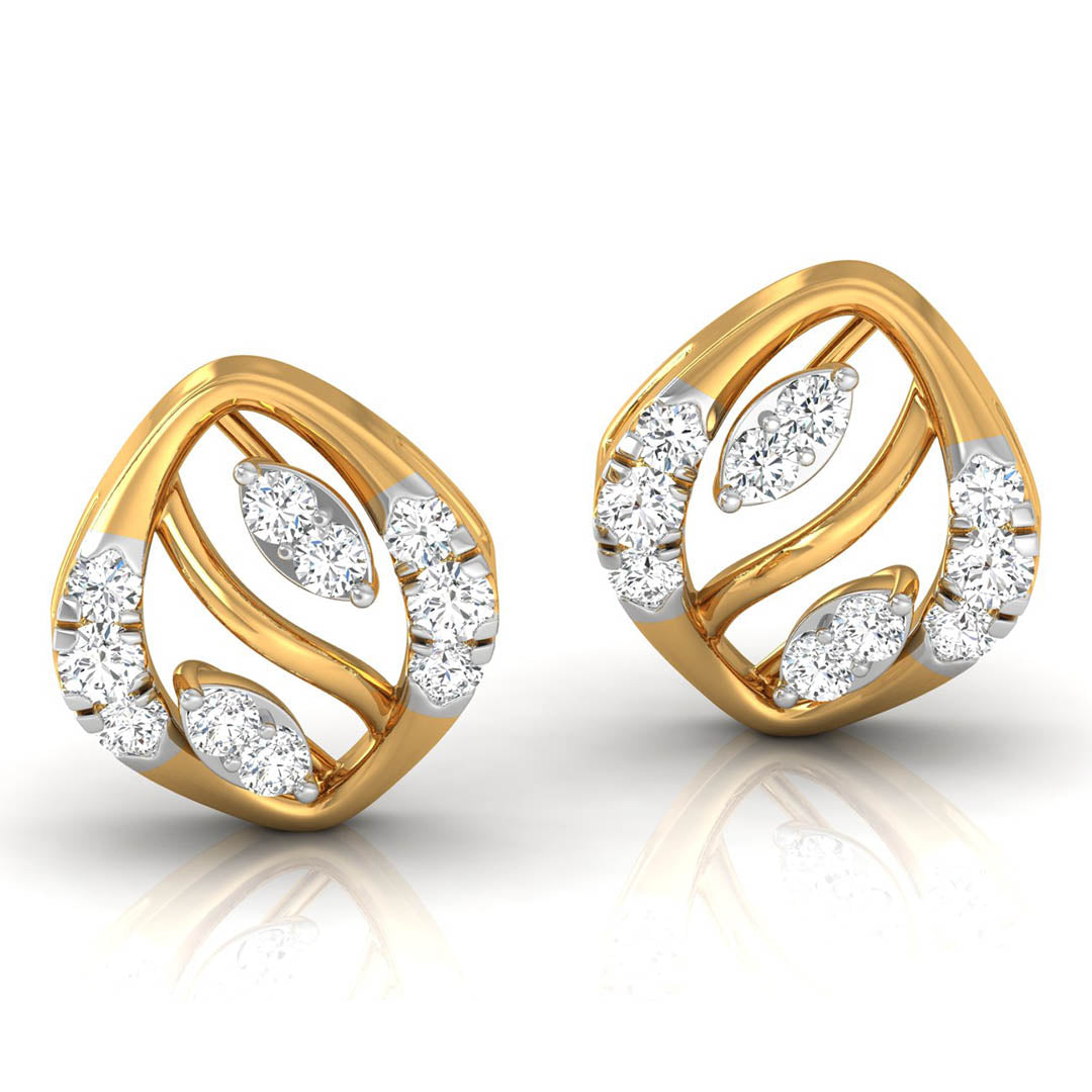 Daily Spark Vine Leaf Diamond Stud Earrings
