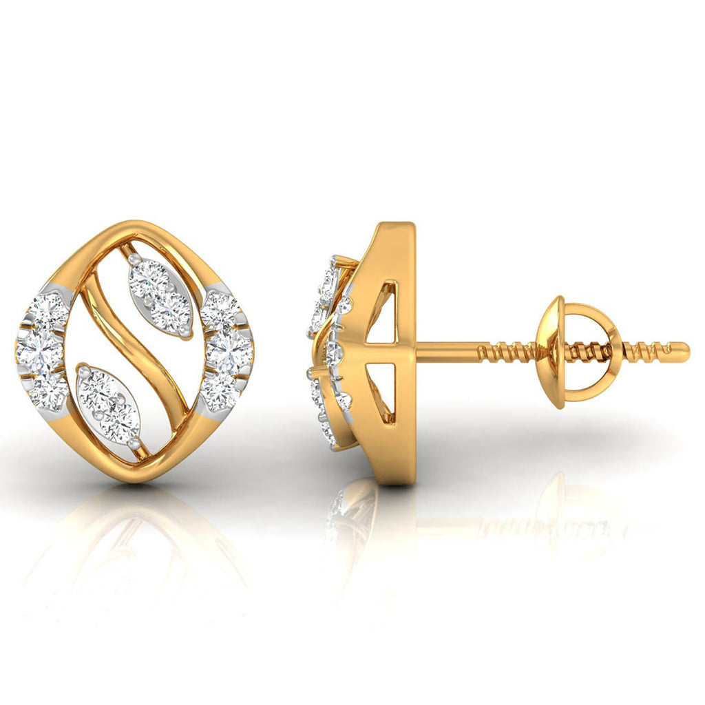 Daily Spark Vine Leaf Diamond Stud Earrings