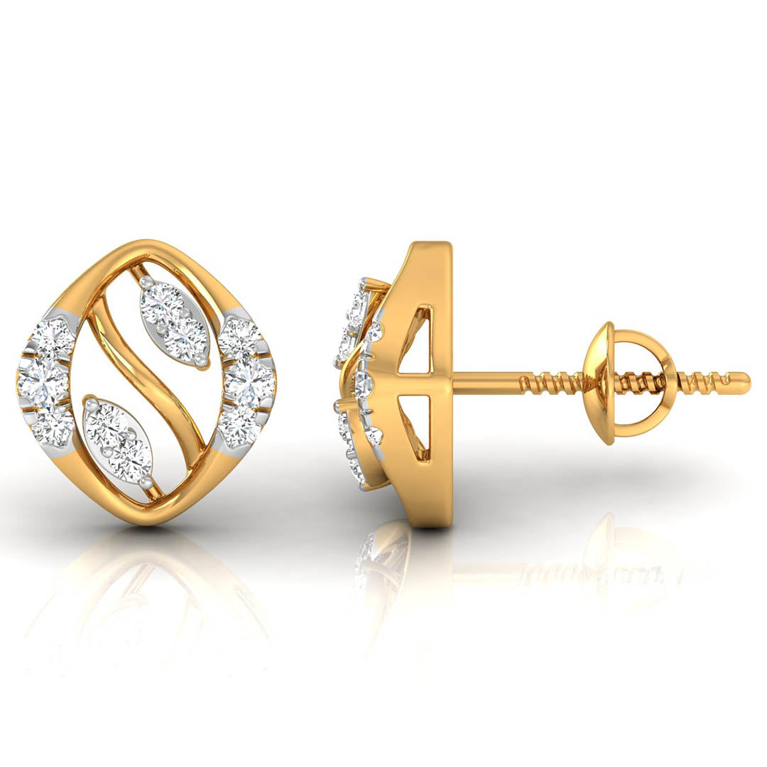 Daily Spark Vine Leaf Diamond Stud Earrings