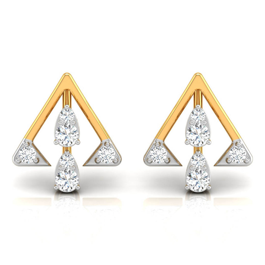 Daily Spark Triangle Trio Diamond Stud Earrings