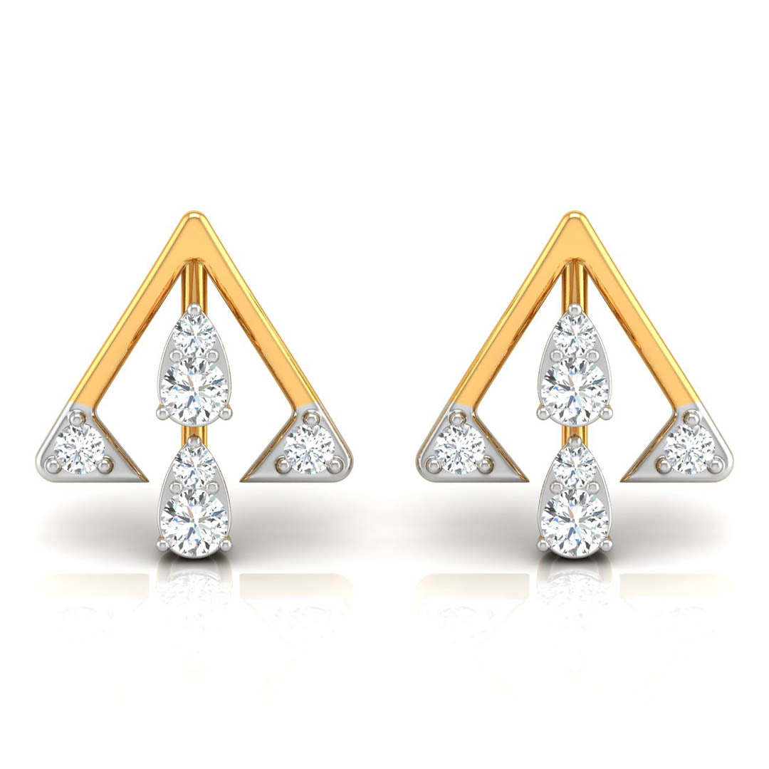 Daily Spark Triangle Trio Diamond Stud Earrings