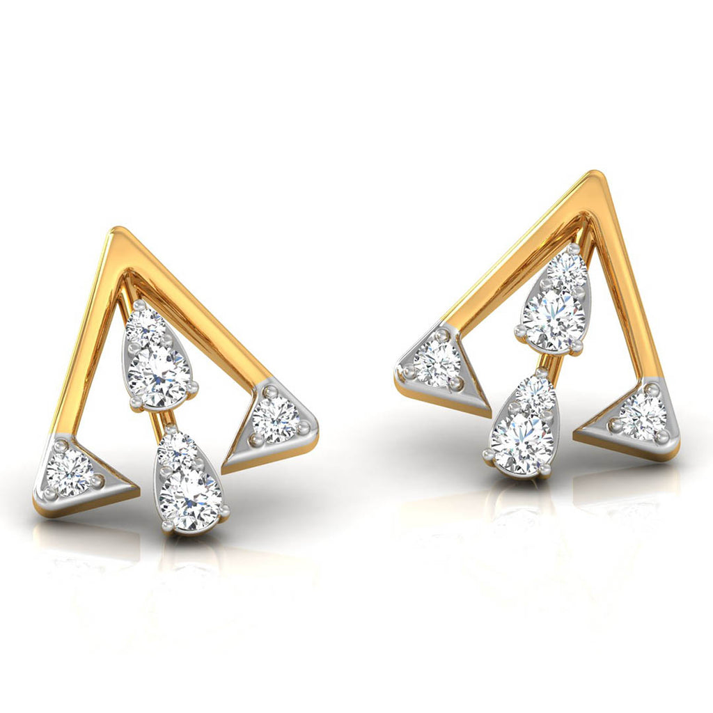Daily Spark Triangle Trio Diamond Stud Earrings