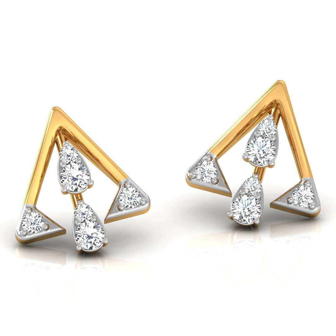 Daily Spark Triangle Trio Diamond Stud Earrings