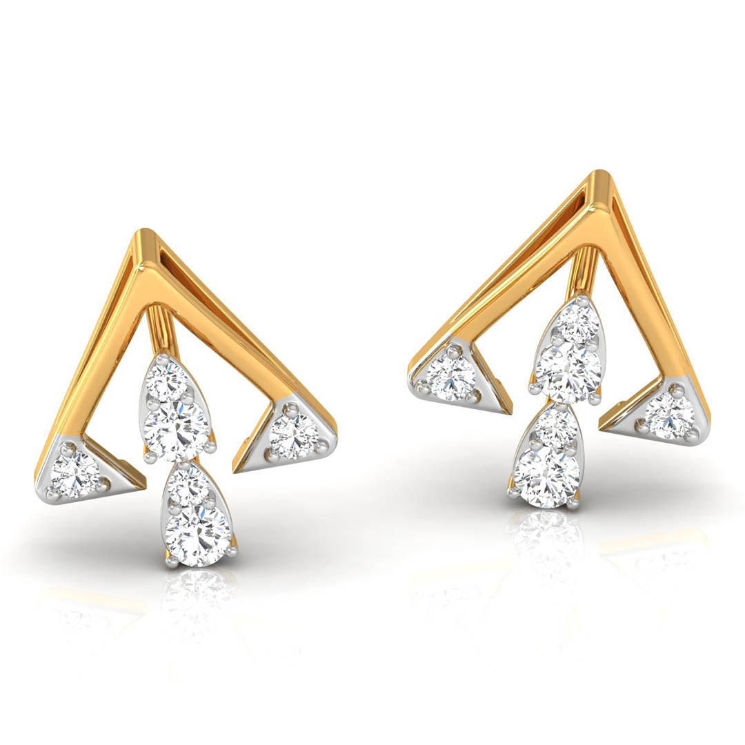 Daily Spark Triangle Trio Diamond Stud Earrings